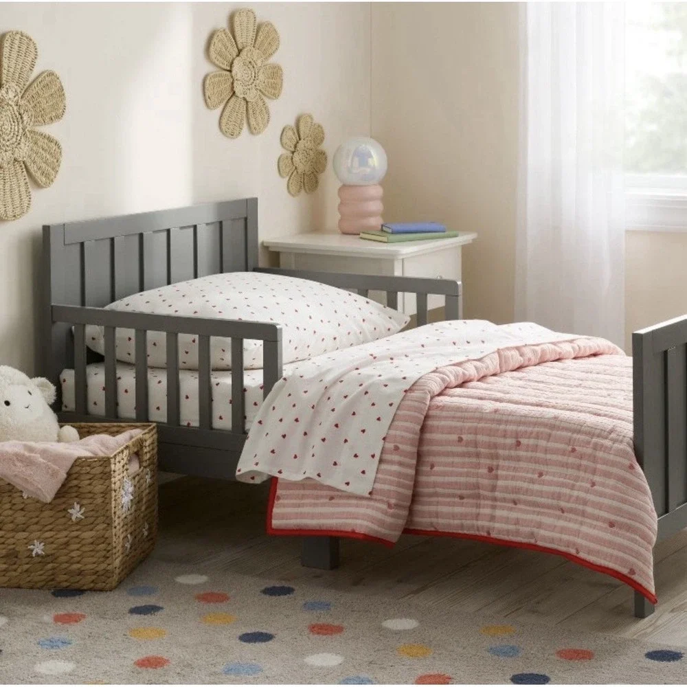 TWIN Heart Striped Kids' Quilt Set AND Heart Cotton Sheet Set NEW!